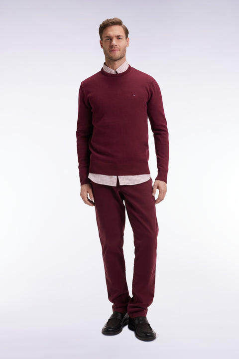 Pleatless chino pants in burgundy stretch cotton - Image 3