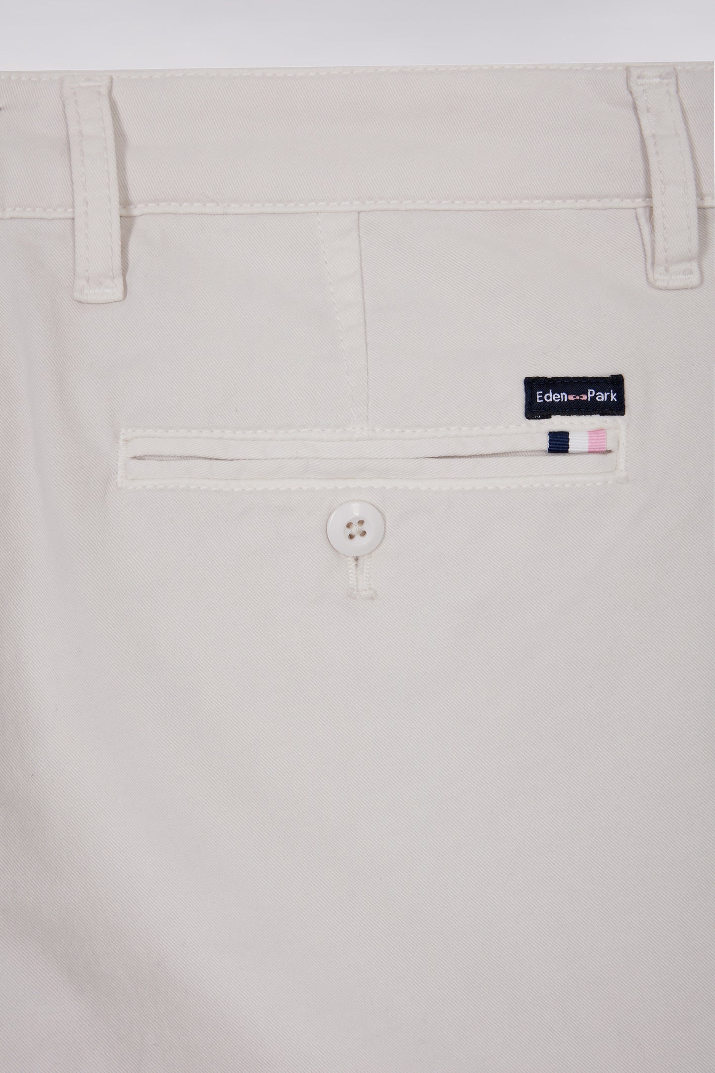 Pantalon chino sans plis en coton stretch écru