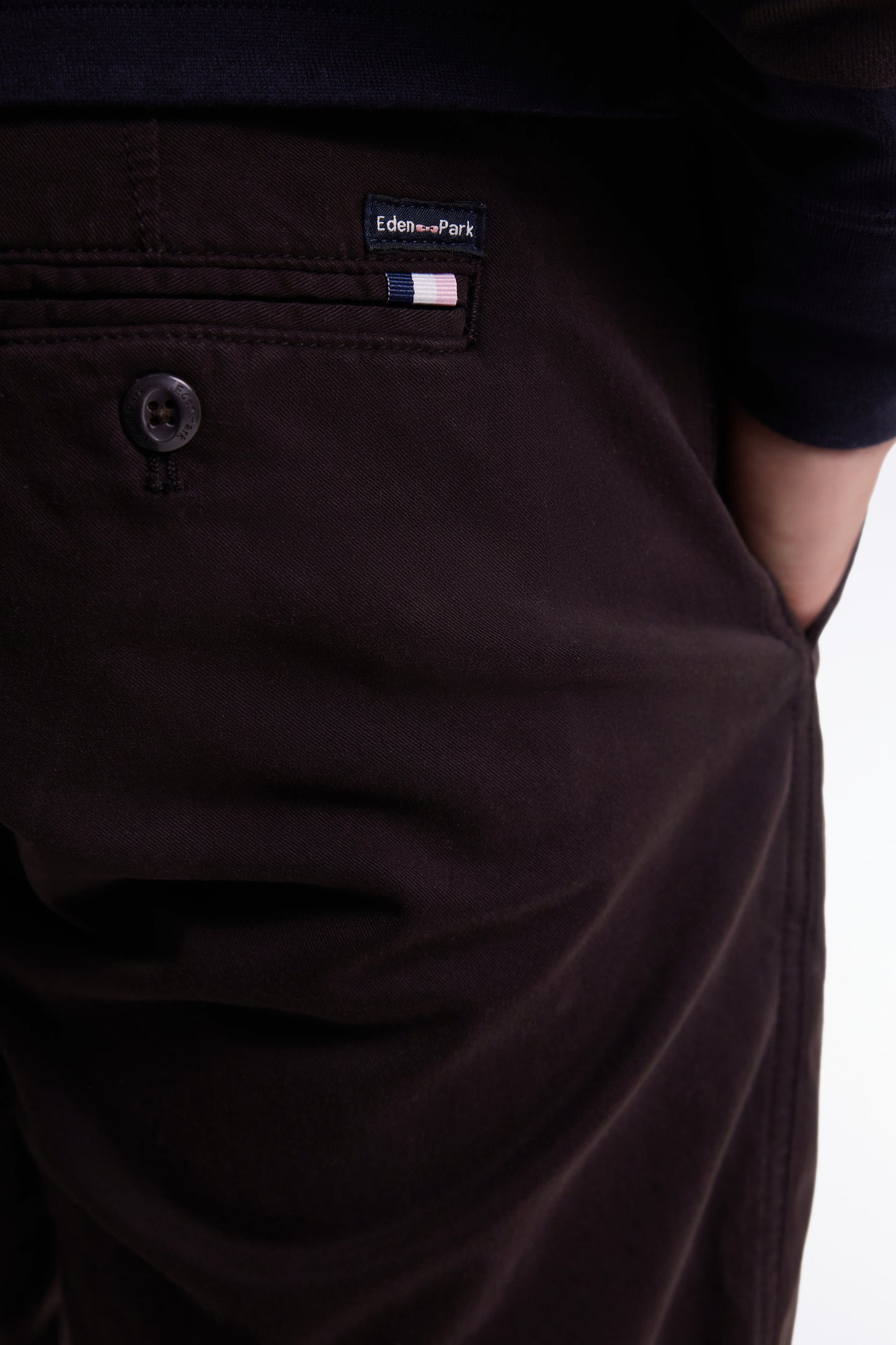 Pantalon chino sans plis en coton stretch marron