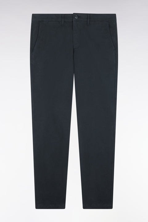 Pleatless chino pants in bottle-green stretch cotton - Image 2