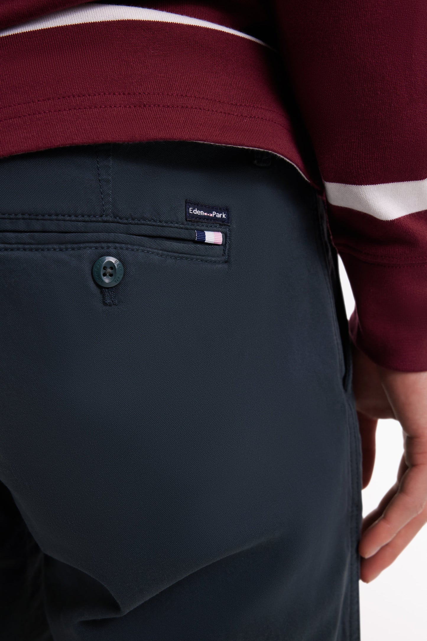 Pantalon chino sans plis en coton stretch vert bouteille