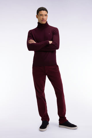 Pantalon chino sans plis en velours stretch marine