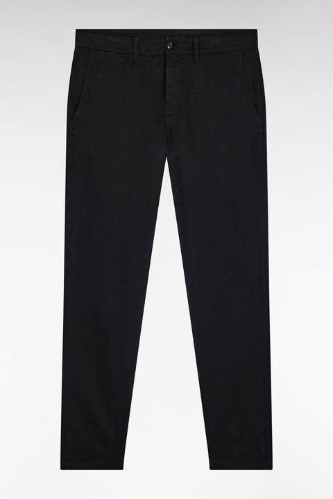 Pleatless chino pants in black stretch piqué cotton - Image 2