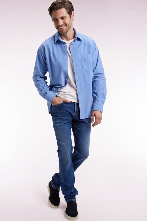 Blue stretch denim 5-pocket slim fit jeans - Image 3