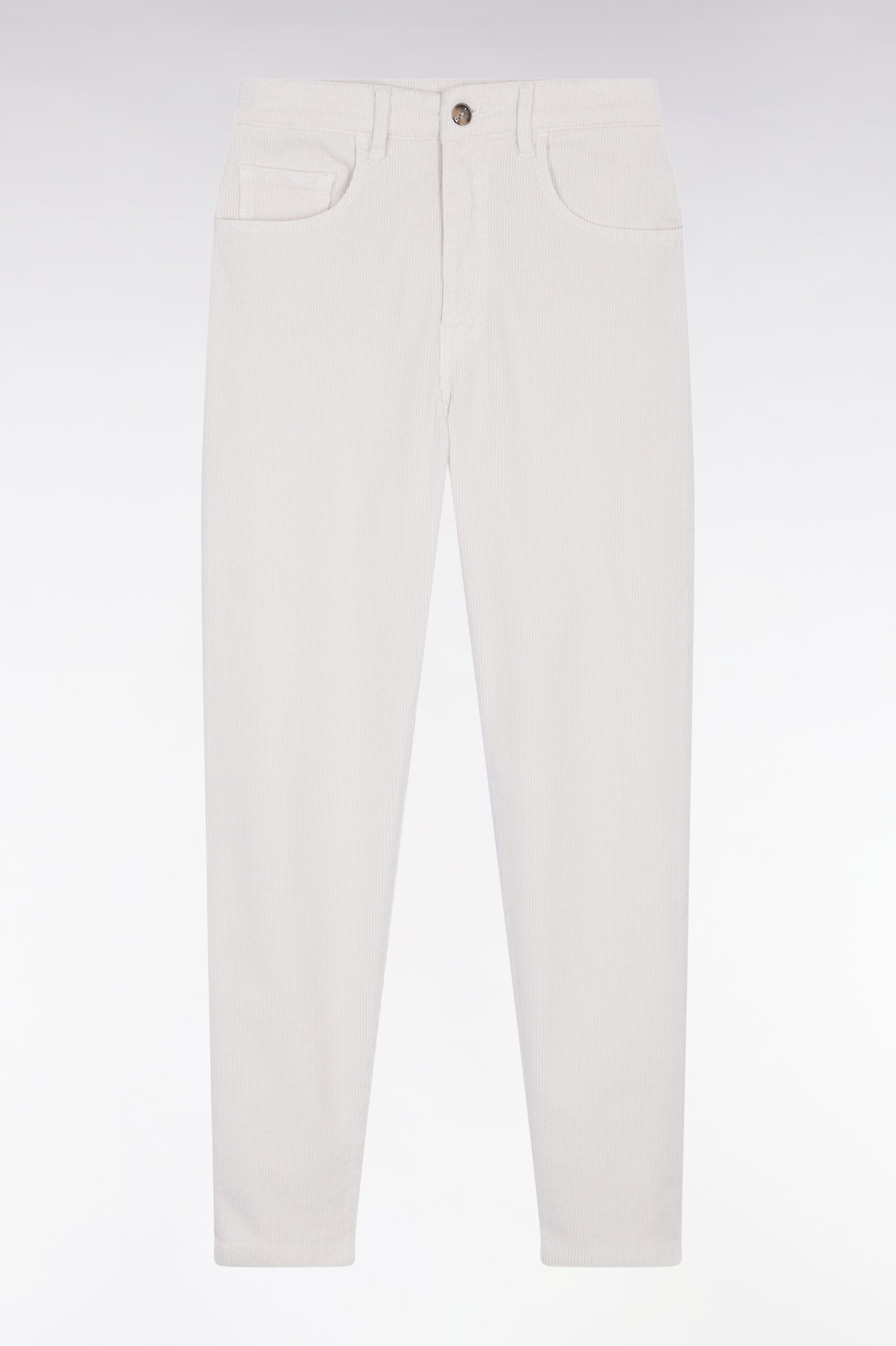 Pantalon 5 poches en velours côtelé écru