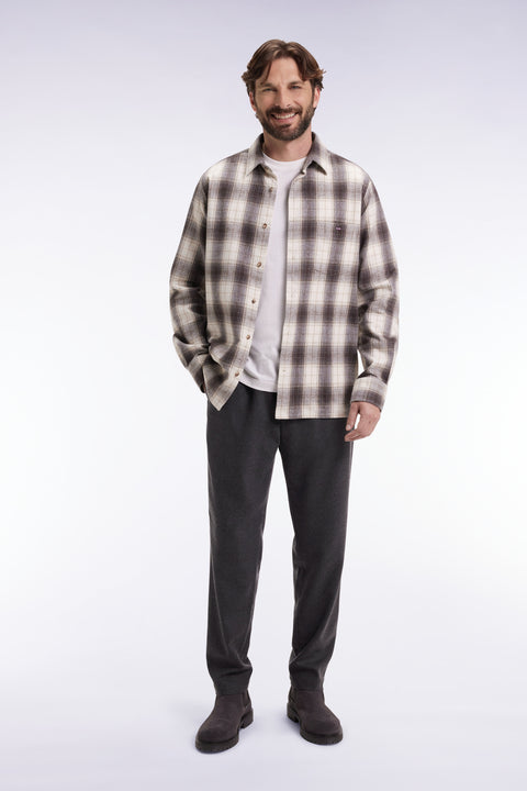 Pantalon à taille élastique gris chiné coupe Modern - Image 1