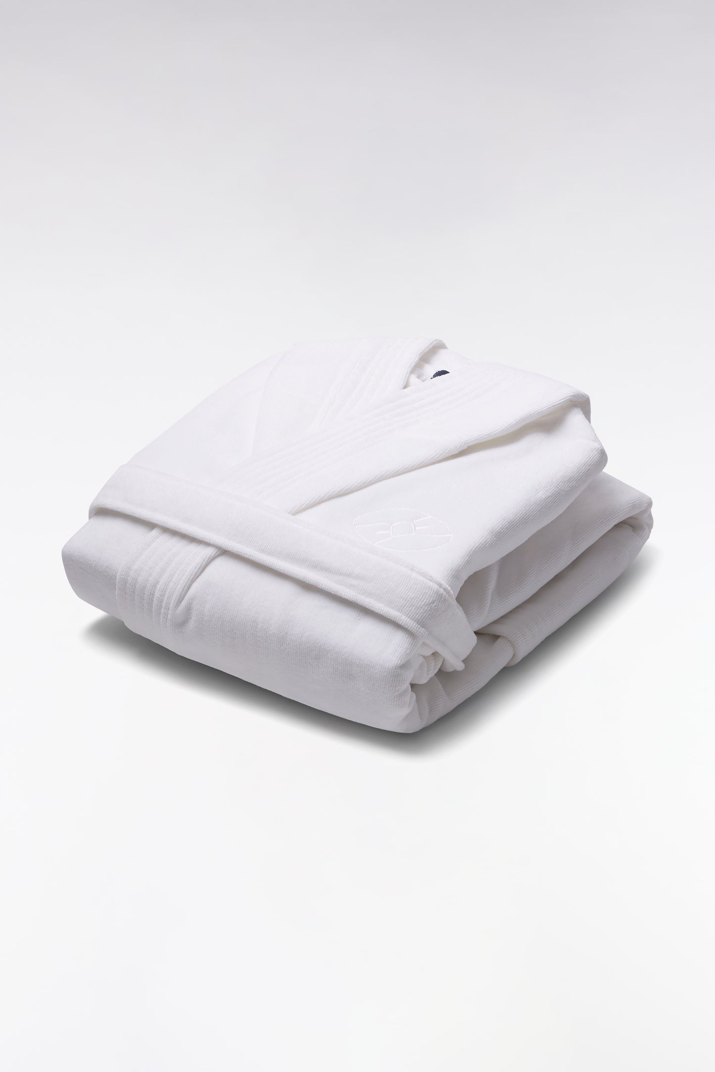 Peignoir à capuche en coton éponge mélangé blanc