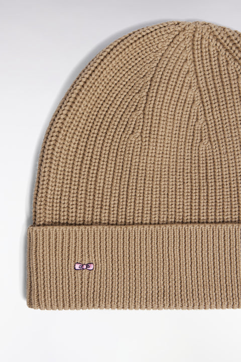 Beige knitted cotton hat - Image 2