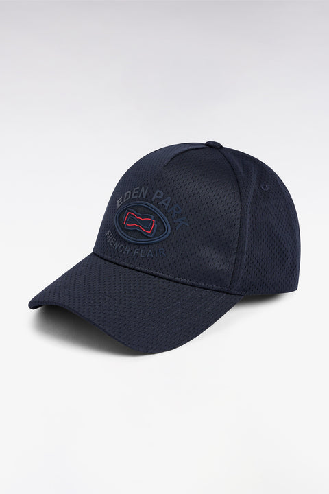 Navy mesh cap with embossed pattern - Image 1