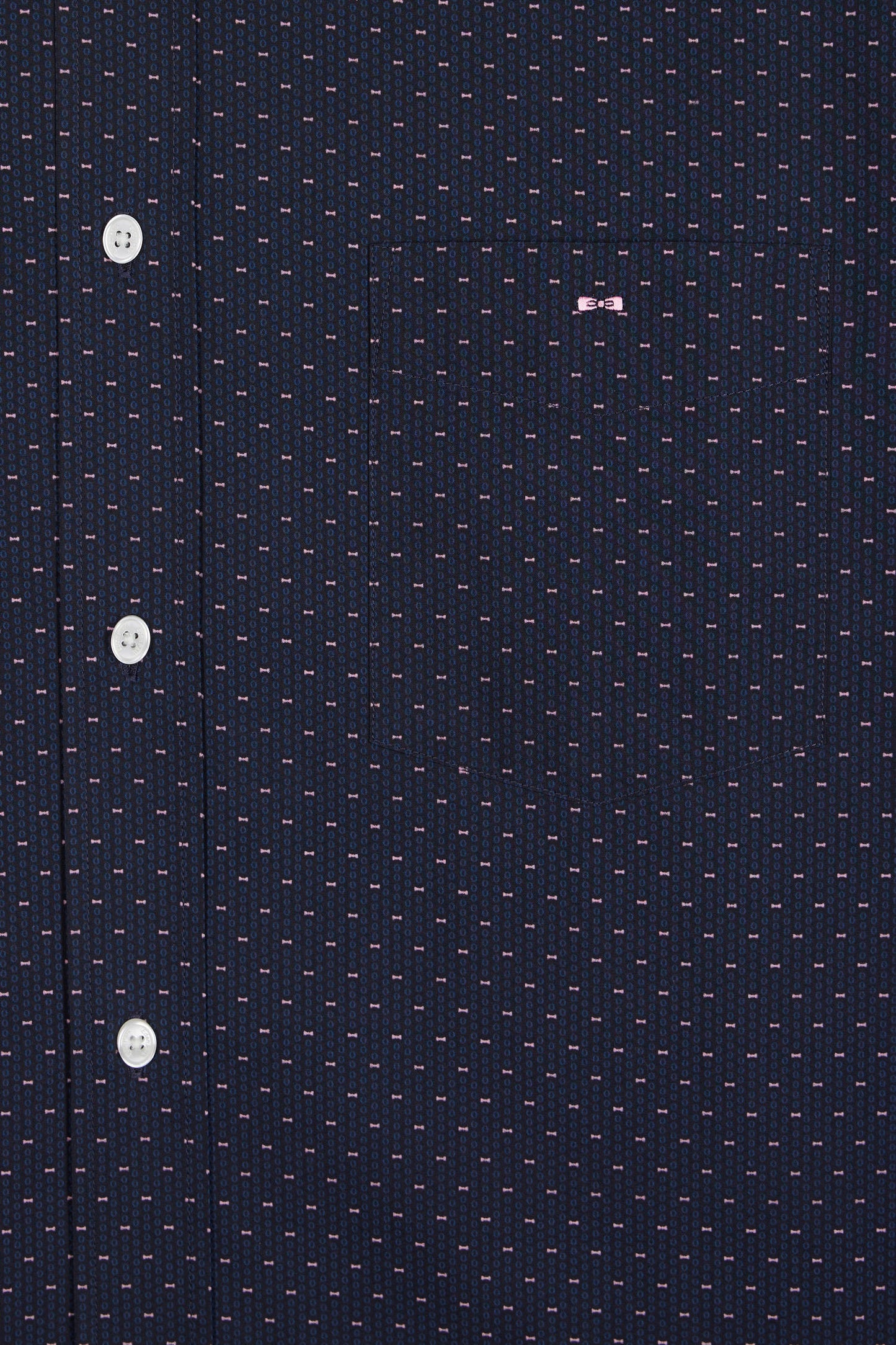 Cotton shirt with pink bow tie micropatterns, straight cut