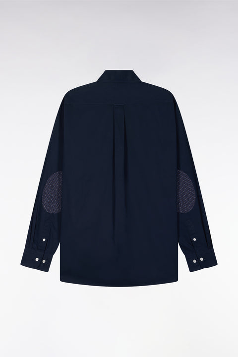 Chemise en coton marine à coudière imprimées coupe droite - Image 2