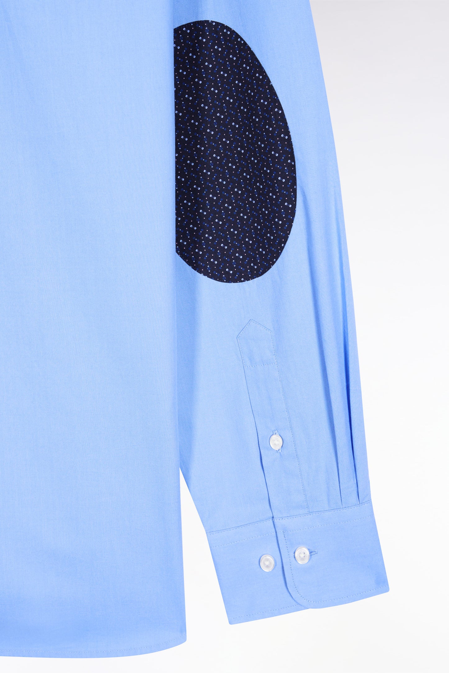 Sky cotton shirt with printed elbow patches, straight cut