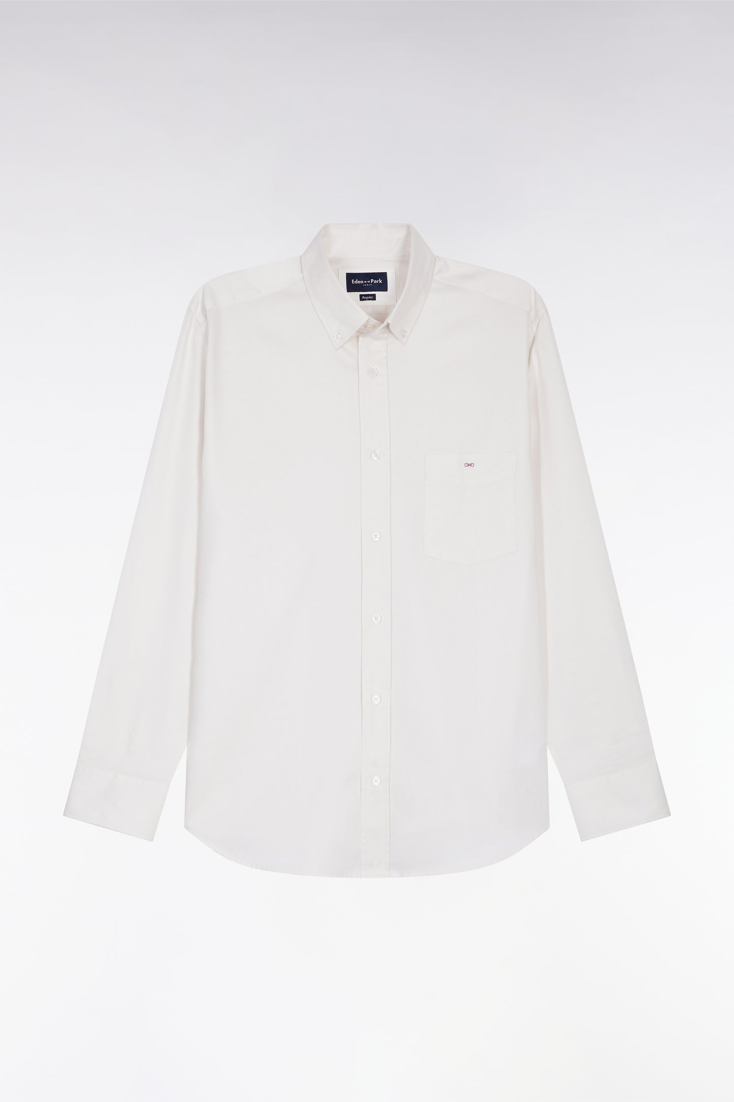 Chemise en coton piqué blanc coupe droite