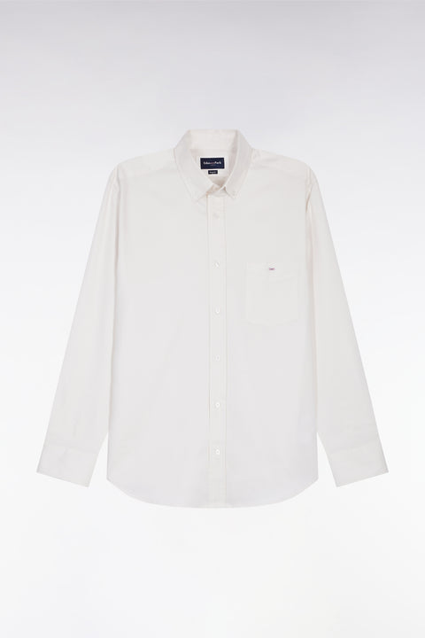 Chemise en coton piqué blanc coupe droite - Image 2
