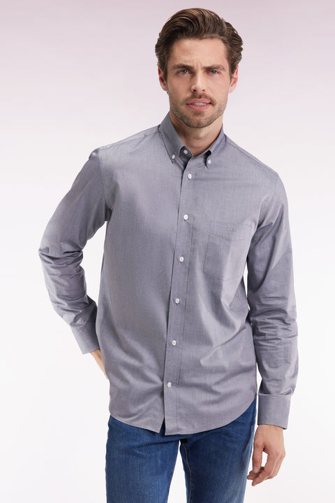 Navy cotton straight-cut shirt - Image 3