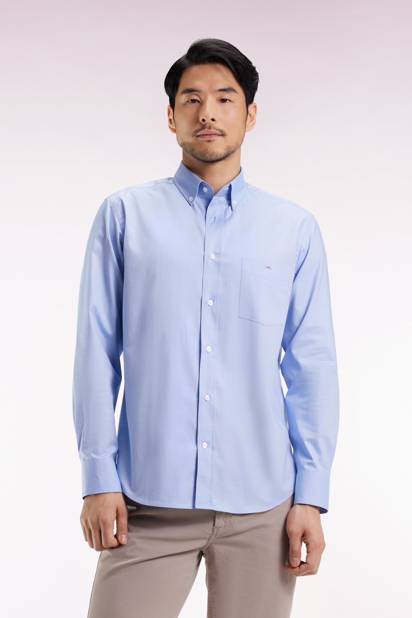 Chemise en coton ciel coupe droite