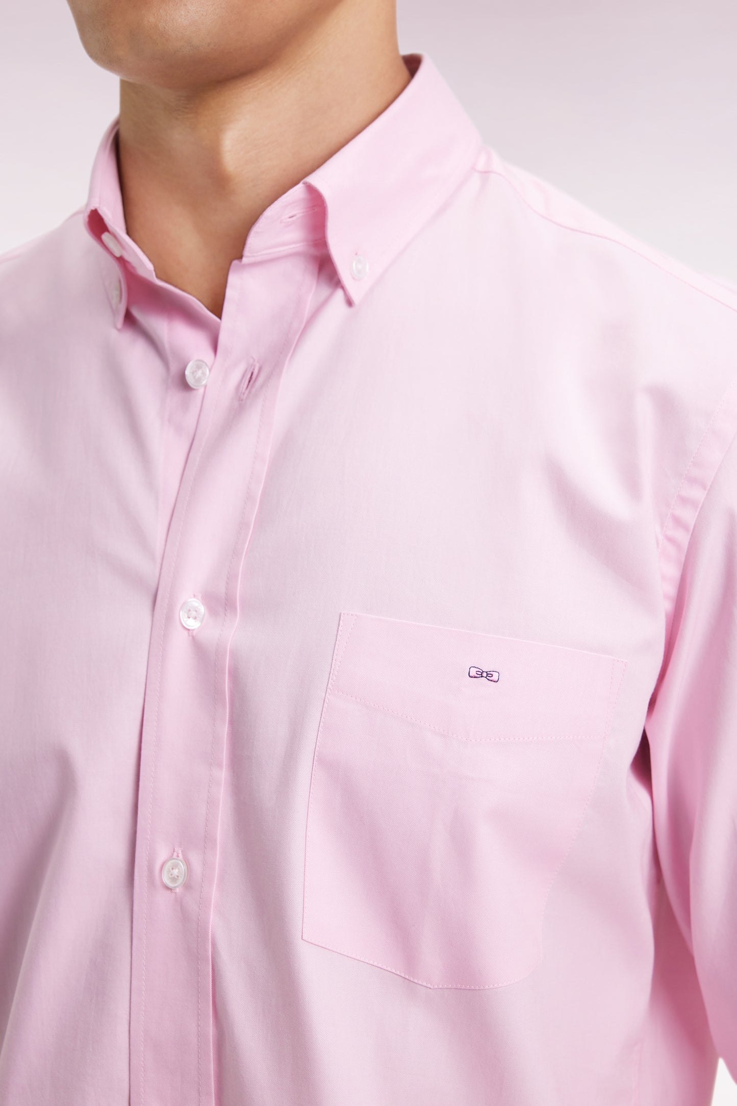 Chemise en coton rose coupe droite
