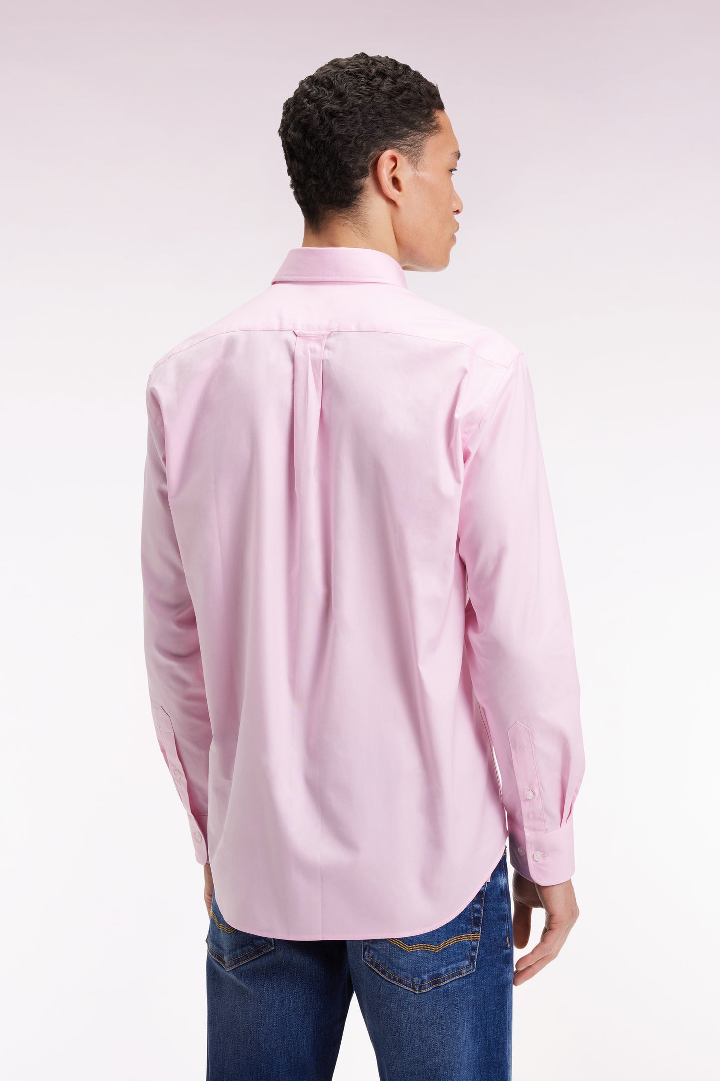 Chemise en coton rose coupe droite