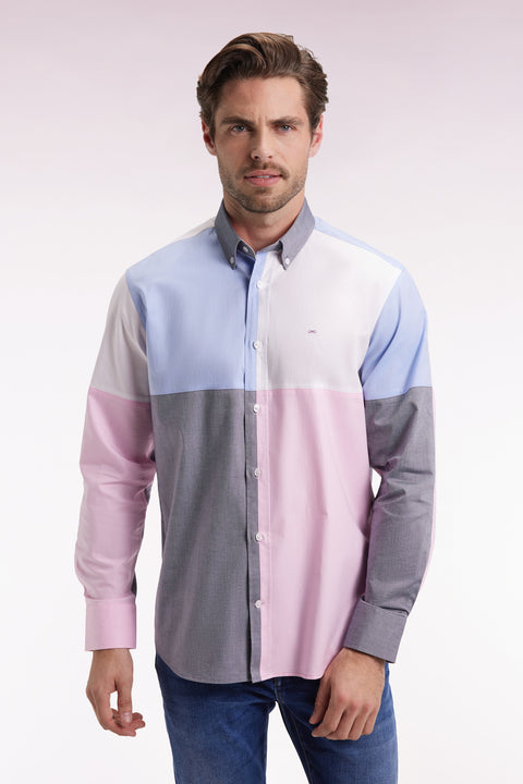 Cotton shirt with four-color pattern, straight cut - Image 3