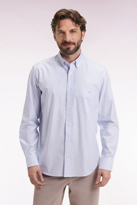Striped cotton shirt, straight cut - Image 3