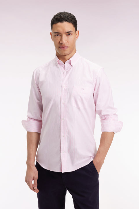 Pink cotton striped shirt, straight cut - Image 3