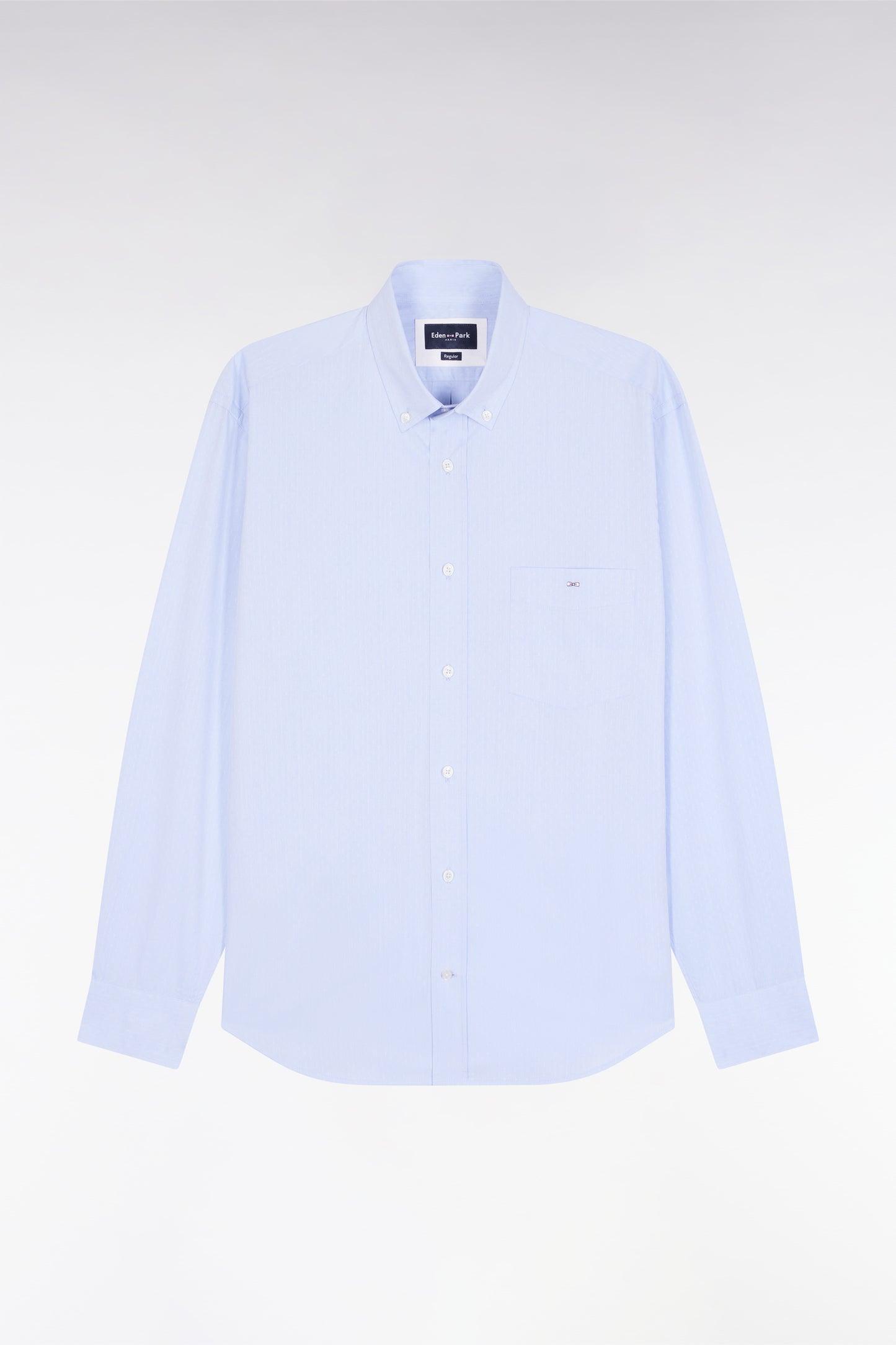 Sky cotton shirt with jacquard micro-patterns, straight cut