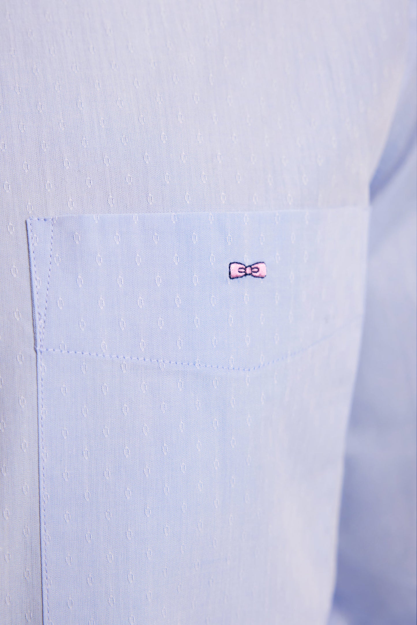 Sky cotton shirt with jacquard micro-patterns, straight cut