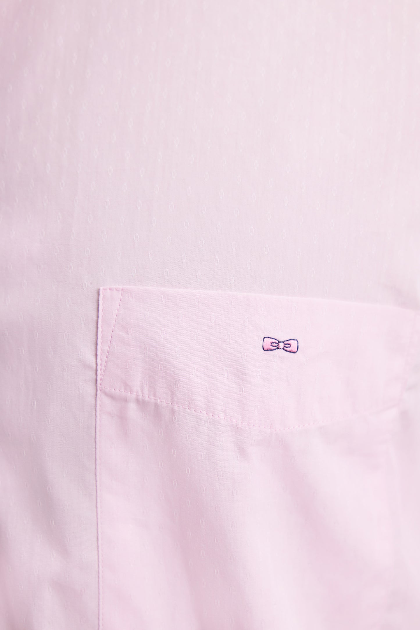 Pink cotton shirt with jacquard micropatterns, straight cut