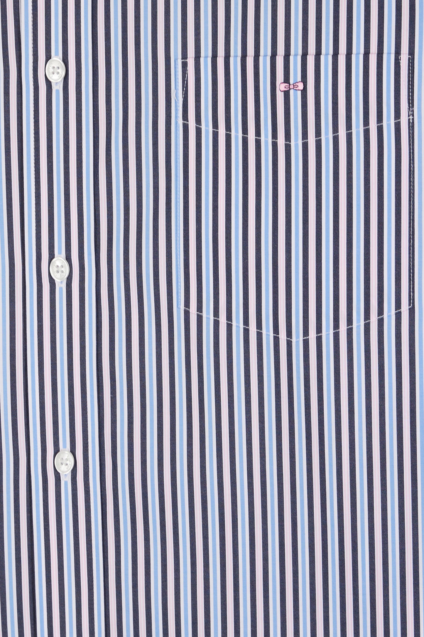 Chemise en coton marine à rayures contrastées coupe droite