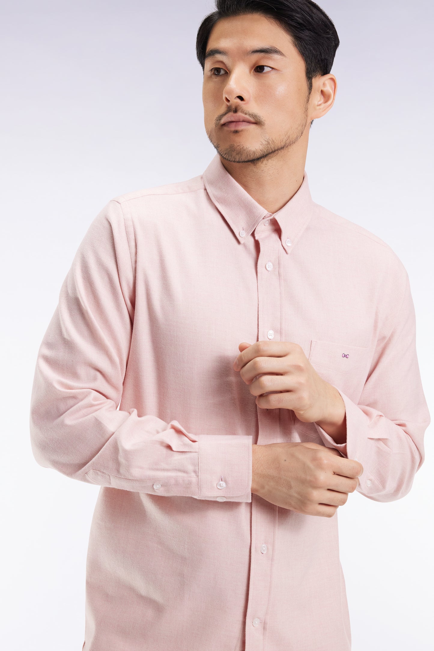 Chemise en flanelle rose coupe droite