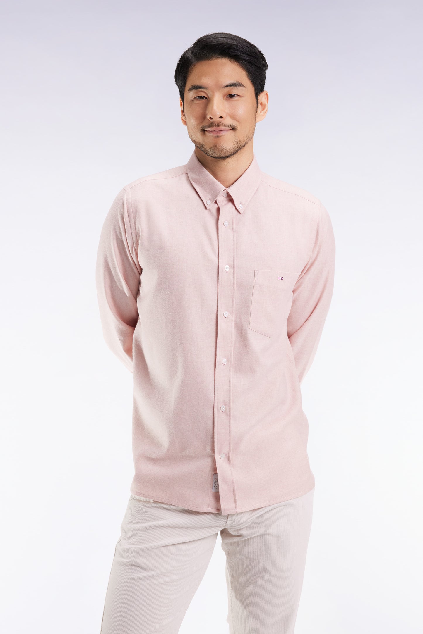 Chemise en flanelle rose coupe droite