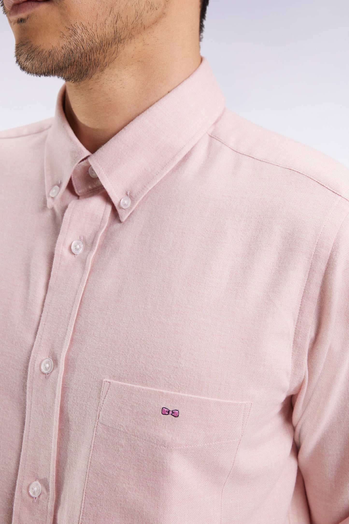 Chemise en flanelle rose coupe droite