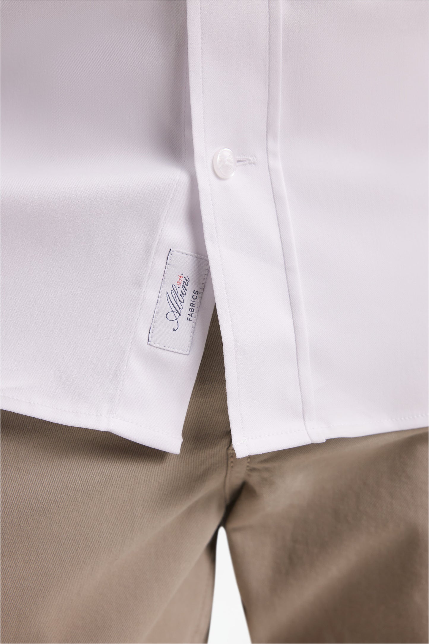 Chemise en coton Pima stretch blanche coupe droite