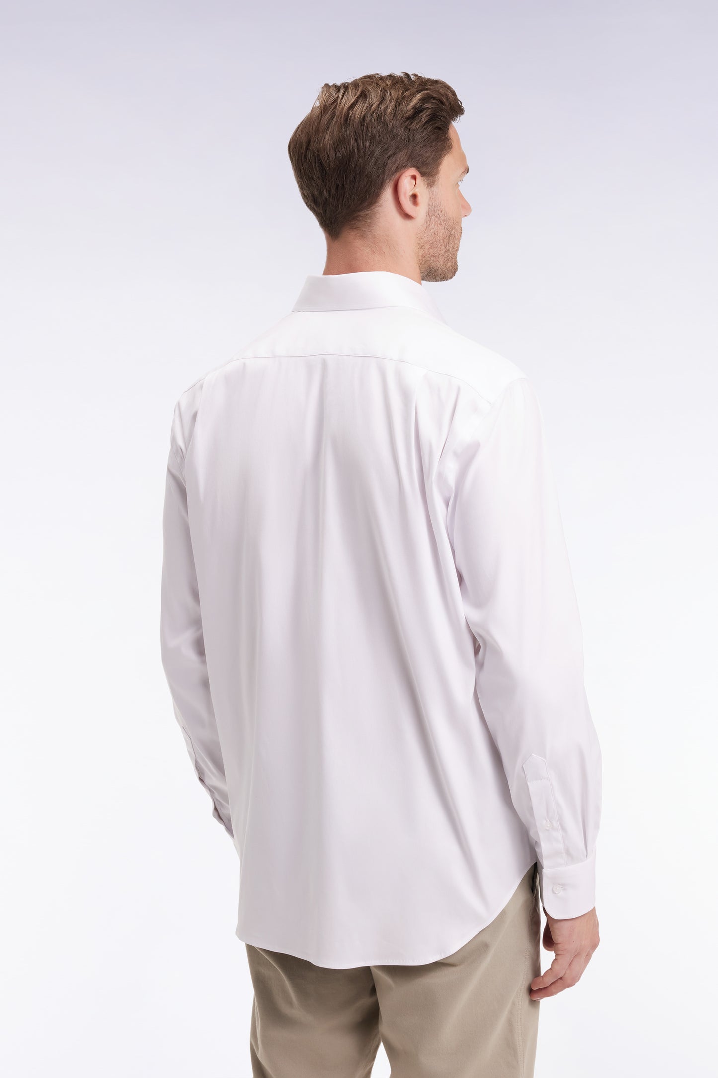 Chemise en coton Pima stretch blanche coupe droite