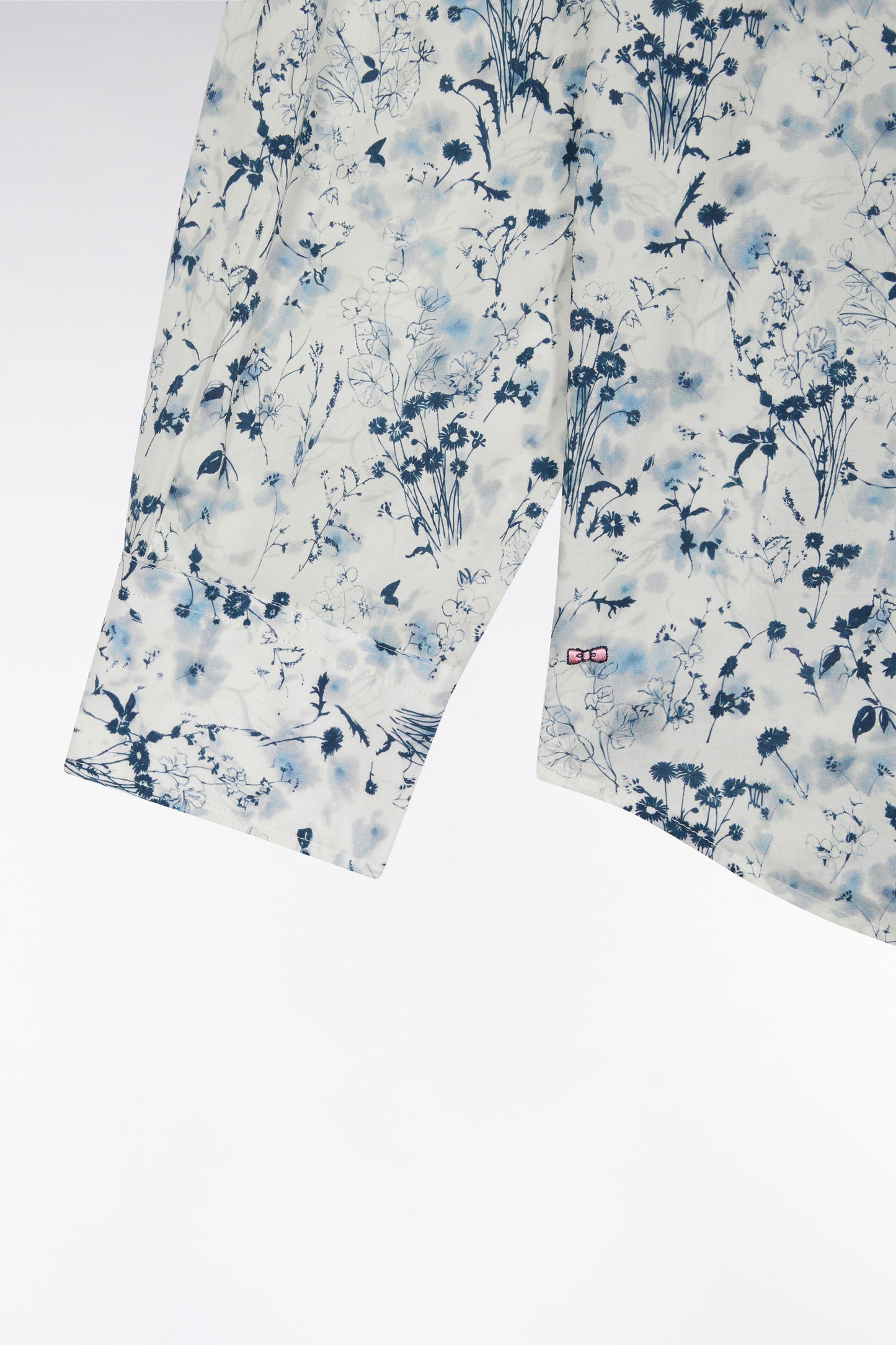 Chemise à imprimé floral en coton gris clair coupe droite