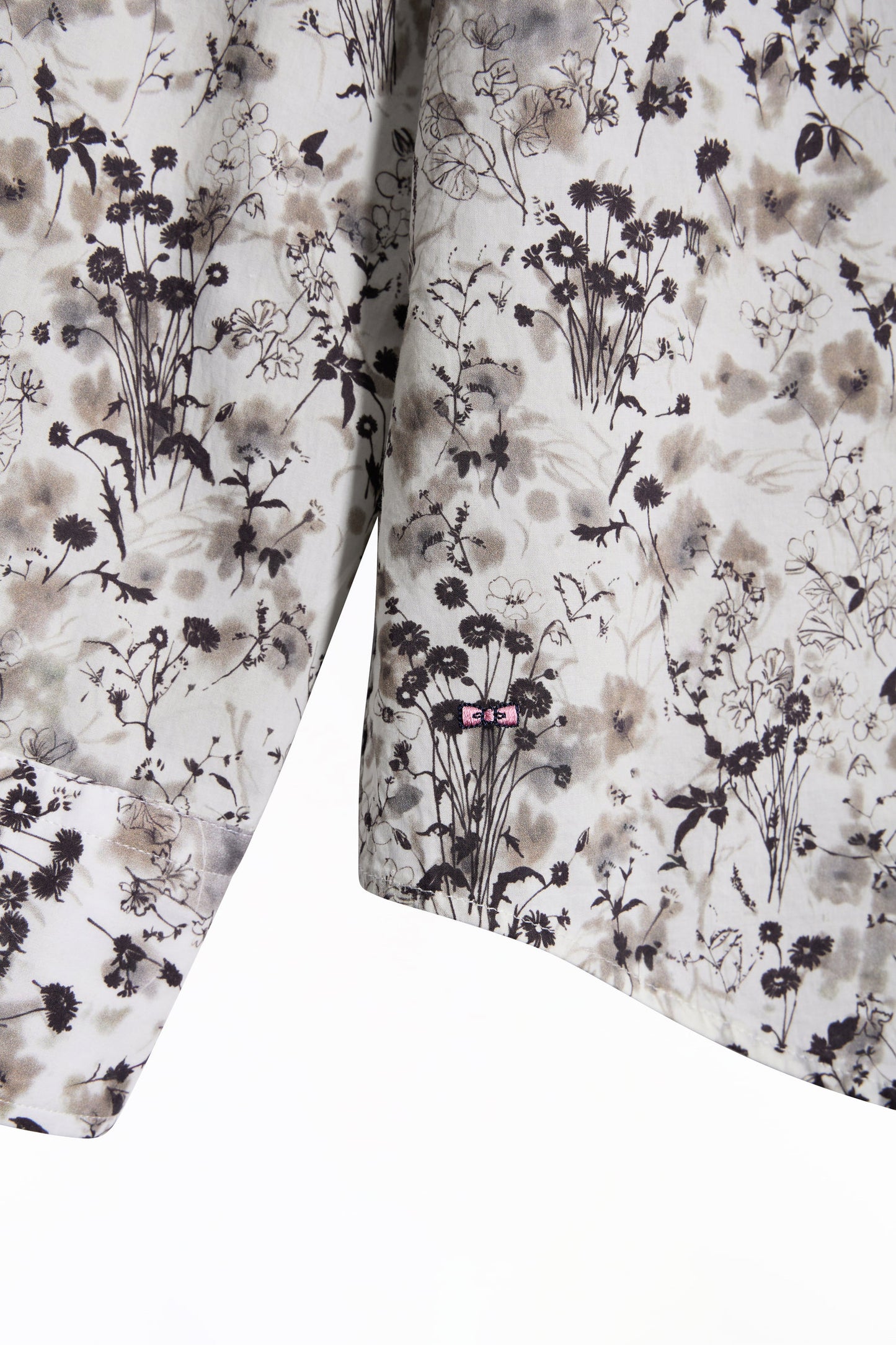 Chemise à imprimé floral en coton marron coupe droite