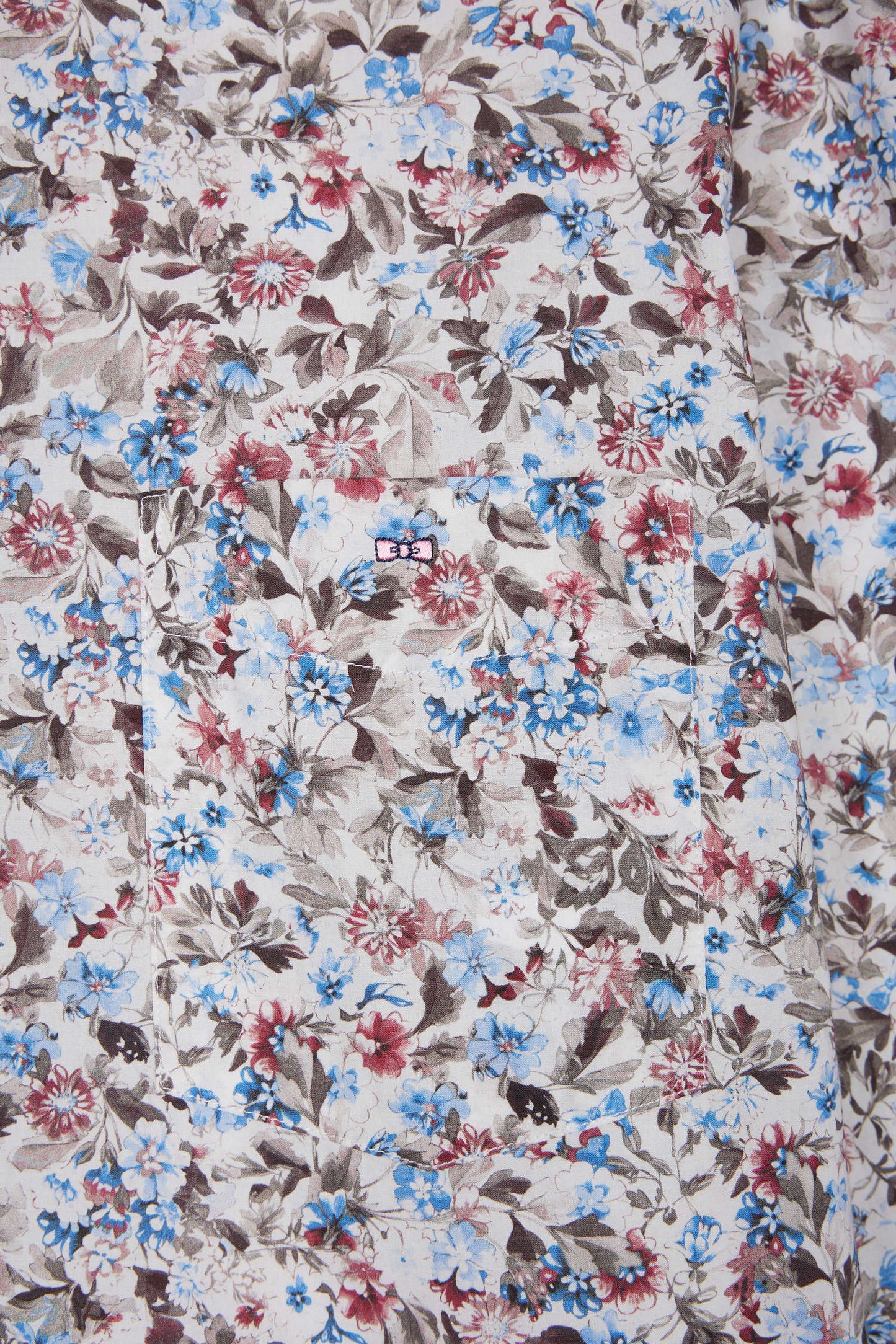 Chemise à micro-motifs fleurs en coton marron coupe droite