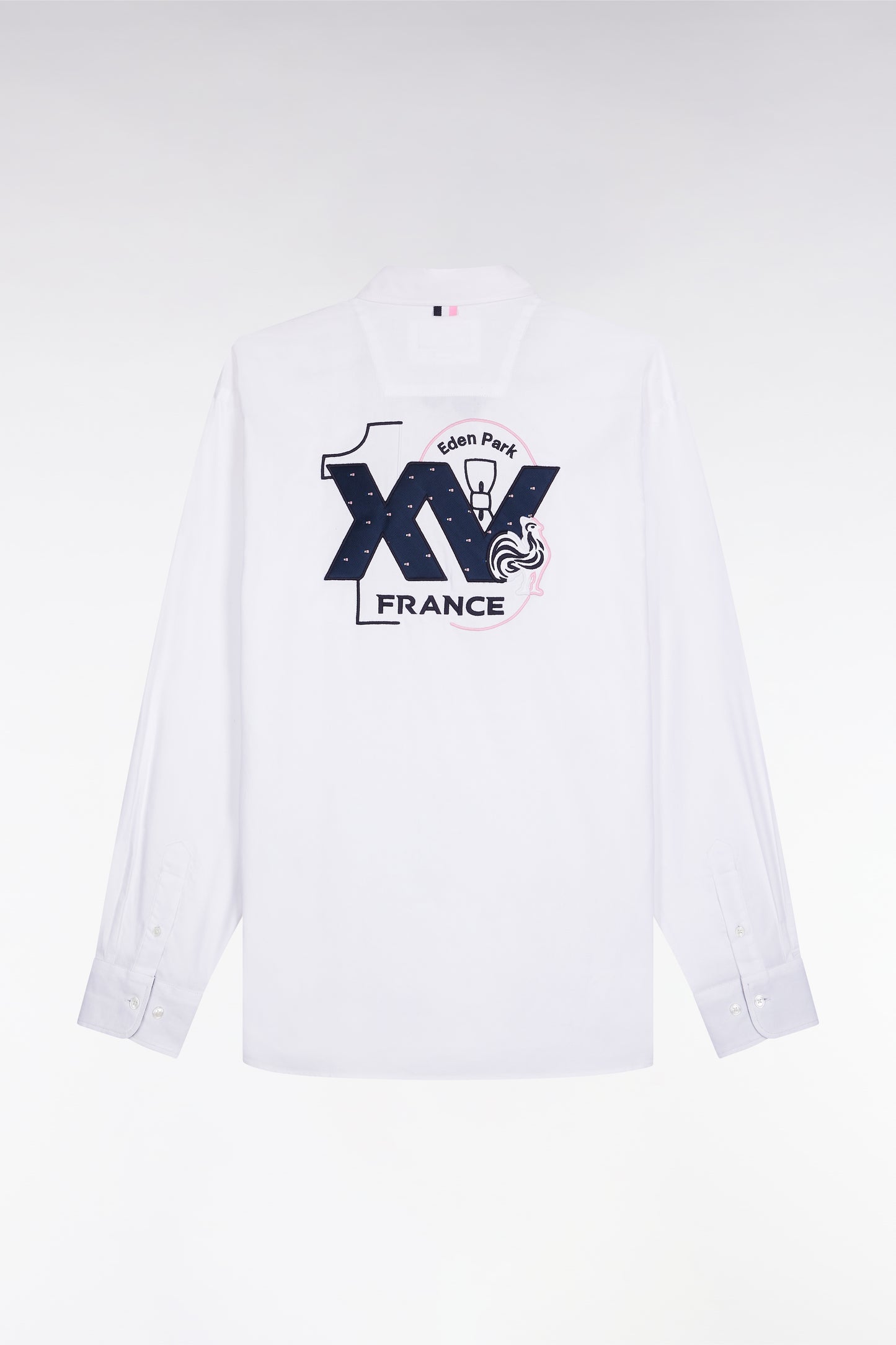 Chemise en coton blanc broderie XV de France coupe droite