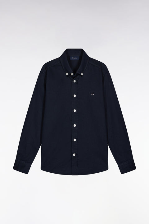 Chemise en piqué coton marine - Image 1