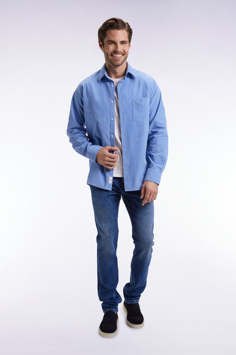 Chemise en velours ciel coupe droite - Image 1