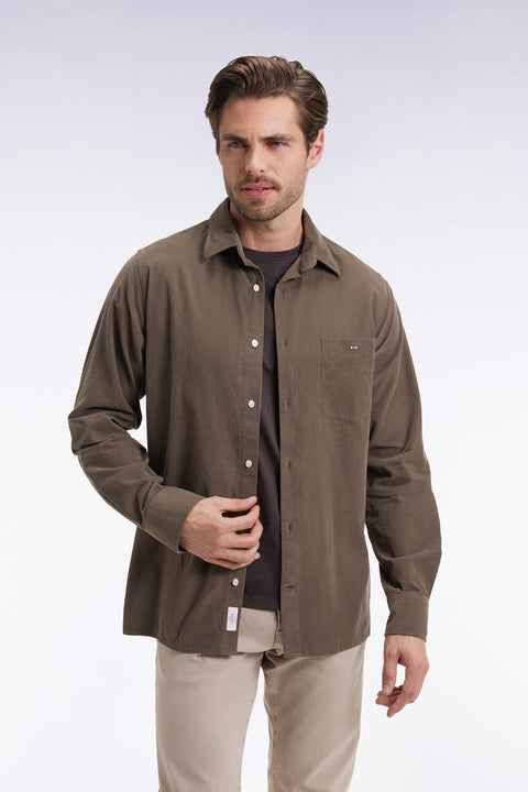 Chemise en velours kaki coupe droite - Image 3