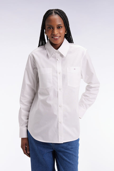 Chemise en popeline de coton blanc coupe Relaxed - Image 1