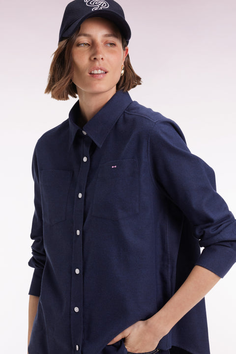 Chemise en popeline de coton marine coupe Relaxed - Image 3