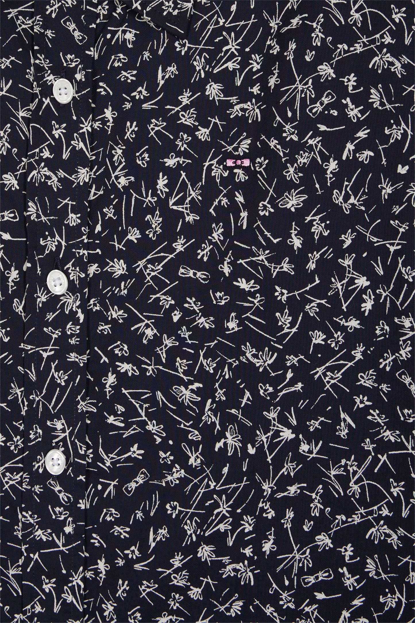 Chemise en popeline de coton marine à micro-motifs coupe slim