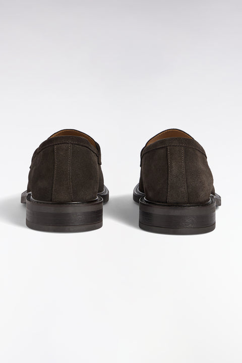Mocassins bimatières en cuir marron - Image 3