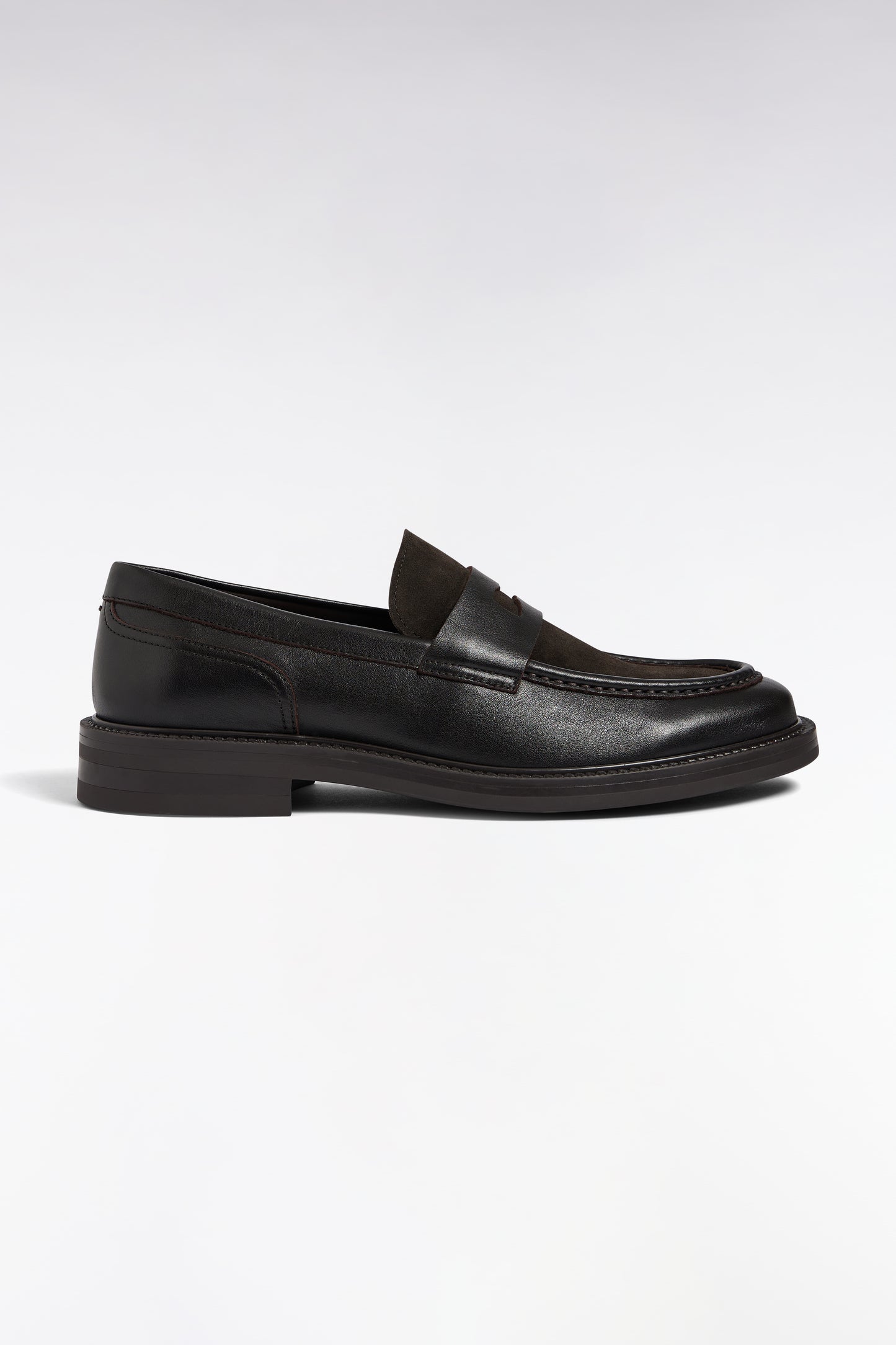 Mocassins bimatières en cuir marron
