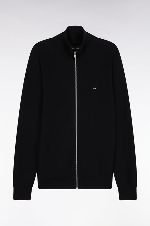 Cardigan en coton nid d'abeille noir coupe droite - Image 2