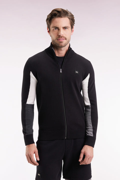 Cardigan en coton noir à intérieur de manches contrasté - Image 3