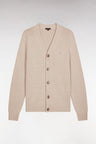 Cardigan en laine et coton beige coupe droite