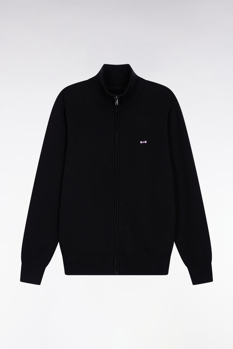 Cardigan zippé en coton noir coupe droite - Image 2